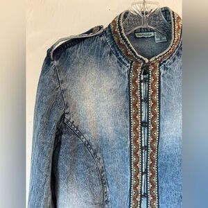 Nostalgia acid wash Aztec jean jacket